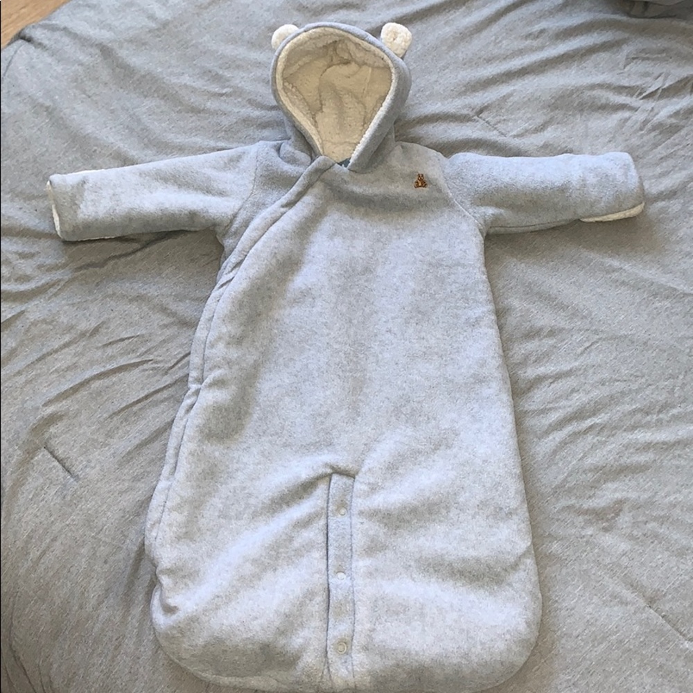 Baby Gap fleece baby blue bear ears swaddler